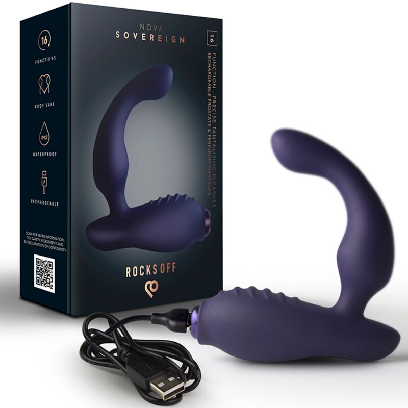 ROCKS-OFF - MINI BAGUETTE RECHARGEABLE 16 FONCTIONS ROSE PIVOINE ROCKS-OFF
