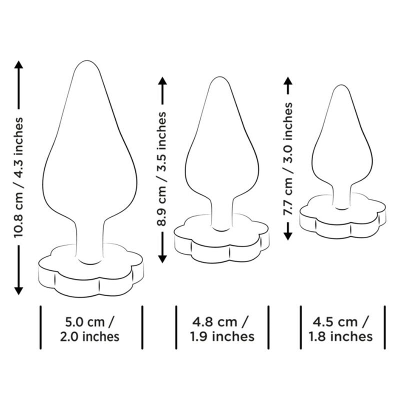 ROMP - KIT D'ENTRAÎNEMENT ANAL LUSTER S/M/L AVEC BASE EN FORME DE FLEUR ROMP