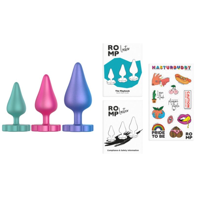 ROMP - KIT D'ENTRAÎNEMENT ANAL LUSTER S/M/L AVEC BASE EN FORME DE FLEUR ROMP