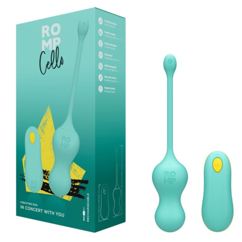 ROMP - CELLO VIBRANT MULTIFONCTION CELLO TURQUOISE AVEC TÉLÉCOMMANDE ROMP