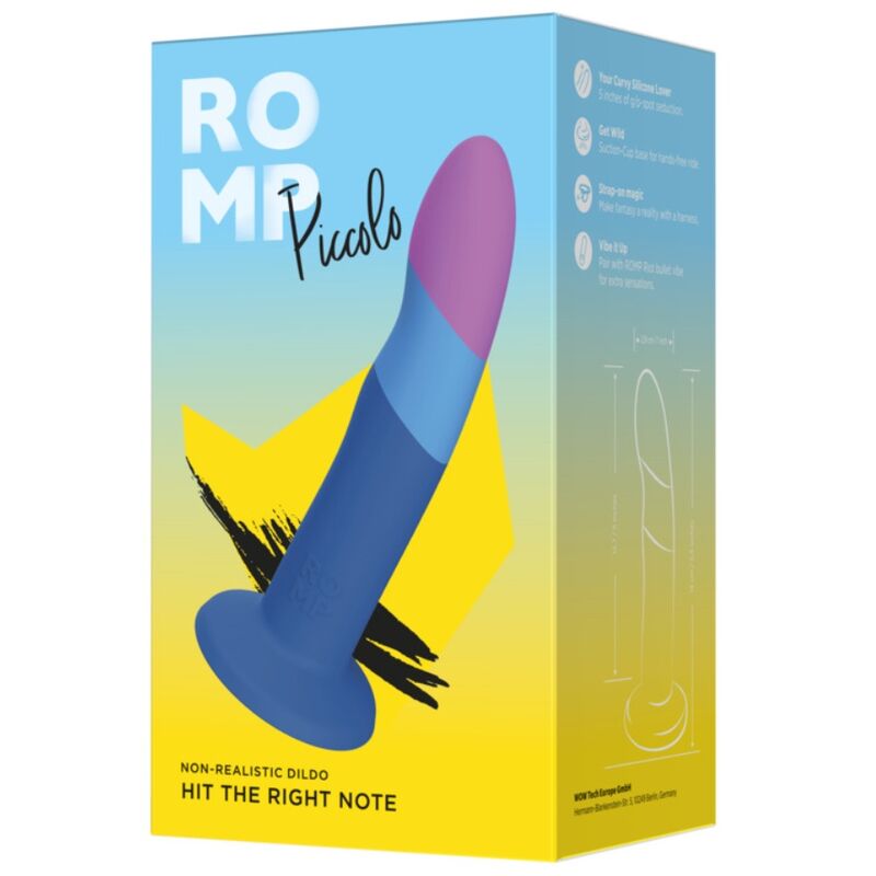 ROMP - PICCOLO GODEMICHET EN SILICONE AVEC VENTOUSE TRICOLORE 14 CM ROMP
