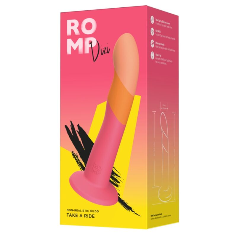 ROMP - DIZI GODEMICHET EN SILICONE AVEC VENTOUSE TRICOLÉ 18 CM ROMP