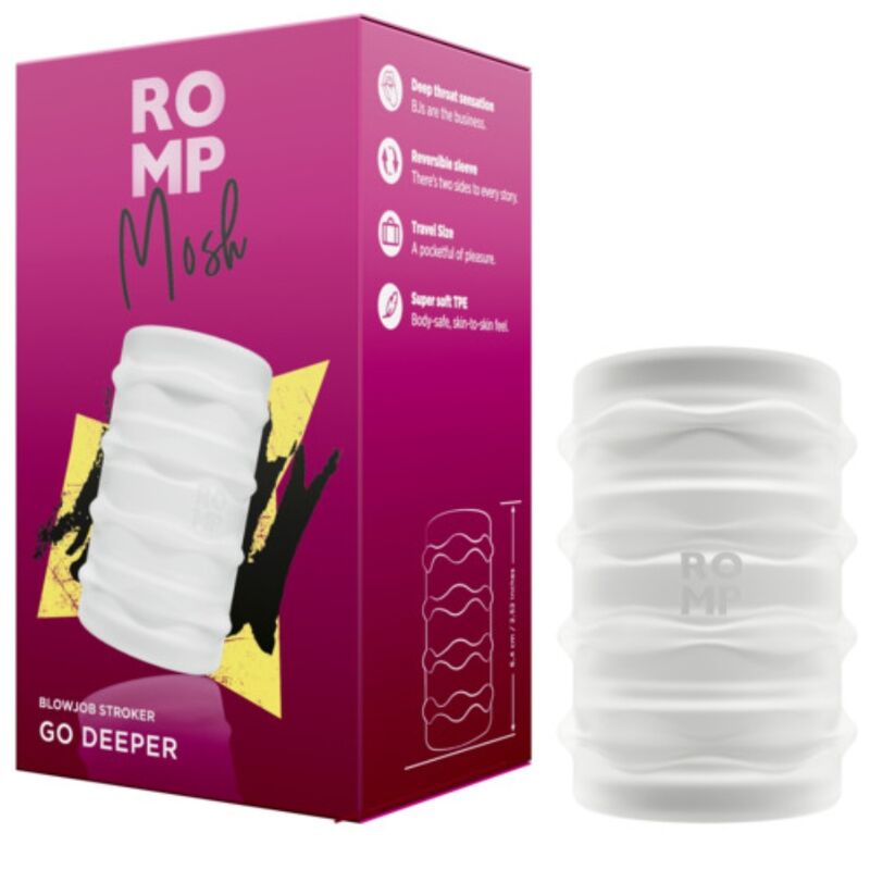 ROMP - MOSH MASTURBATEUR MÂLE TRANSPARENT AVEC GAINE RÉVERSIBLE DE 6 CM ROMP