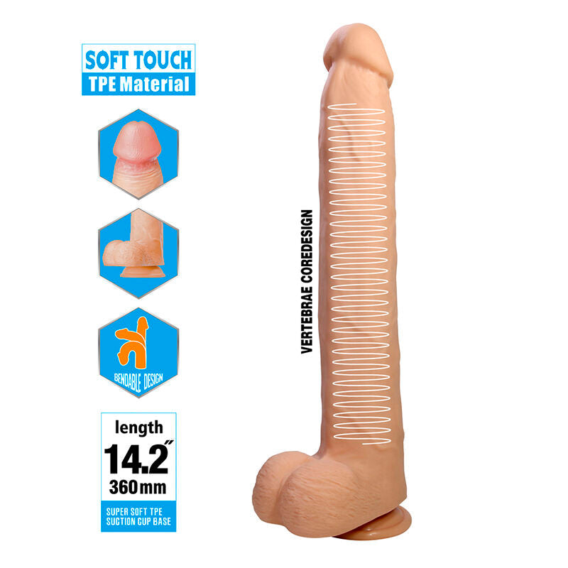 PRETTY LOVE - DANY GODEMICHET RÉALISTE FLEXIBLE AVEC VENTOUSE 36 CM -Ø- 5,6 CM DILDOS