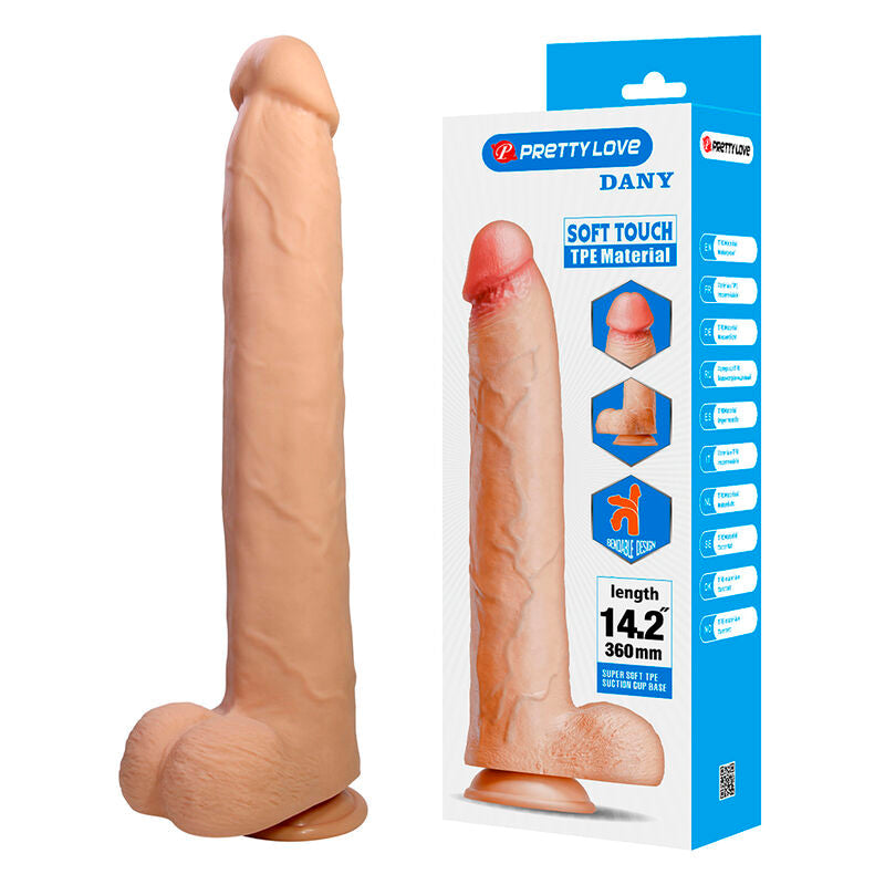 PRETTY LOVE - DANY GODEMICHET RÉALISTE FLEXIBLE AVEC VENTOUSE 36 CM -Ø- 5,6 CM DILDOS