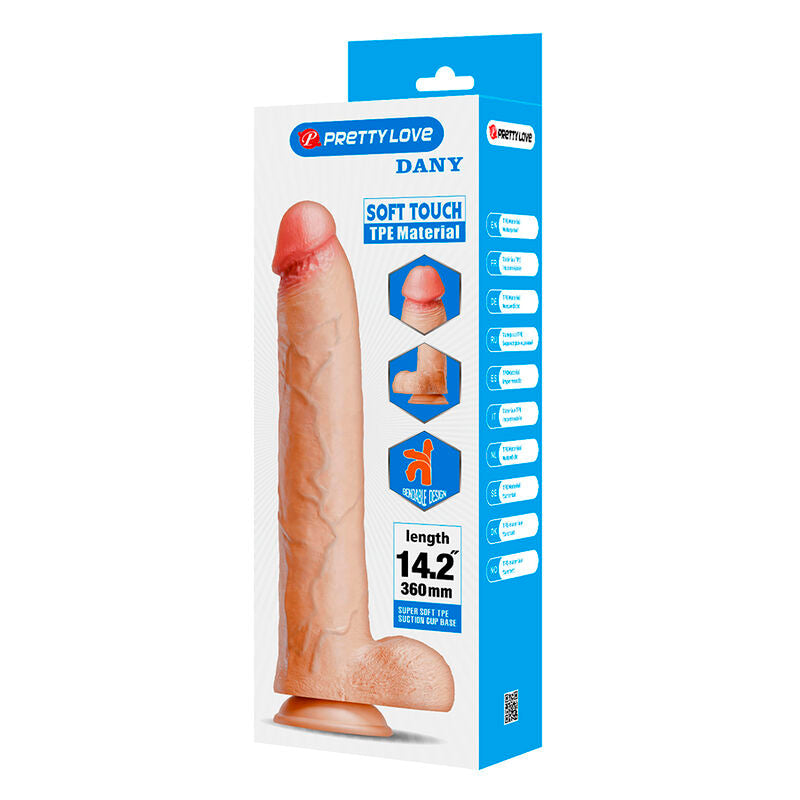 PRETTY LOVE - DANY GODEMICHET RÉALISTE FLEXIBLE AVEC VENTOUSE 36 CM -Ø- 5,6 CM DILDOS