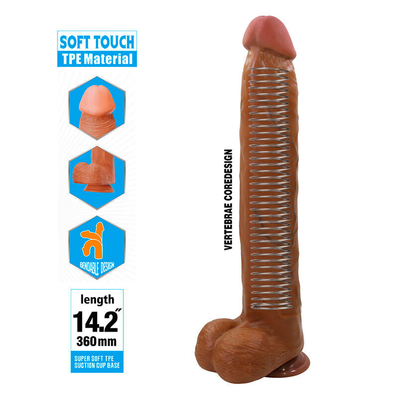 PRETTY LOVE - DANY GODEMICHET FLEXIBLE RÉALISTE AVEC VENTOUSE 36 CM -Ø- 5,6 CM MARRON DILDOS