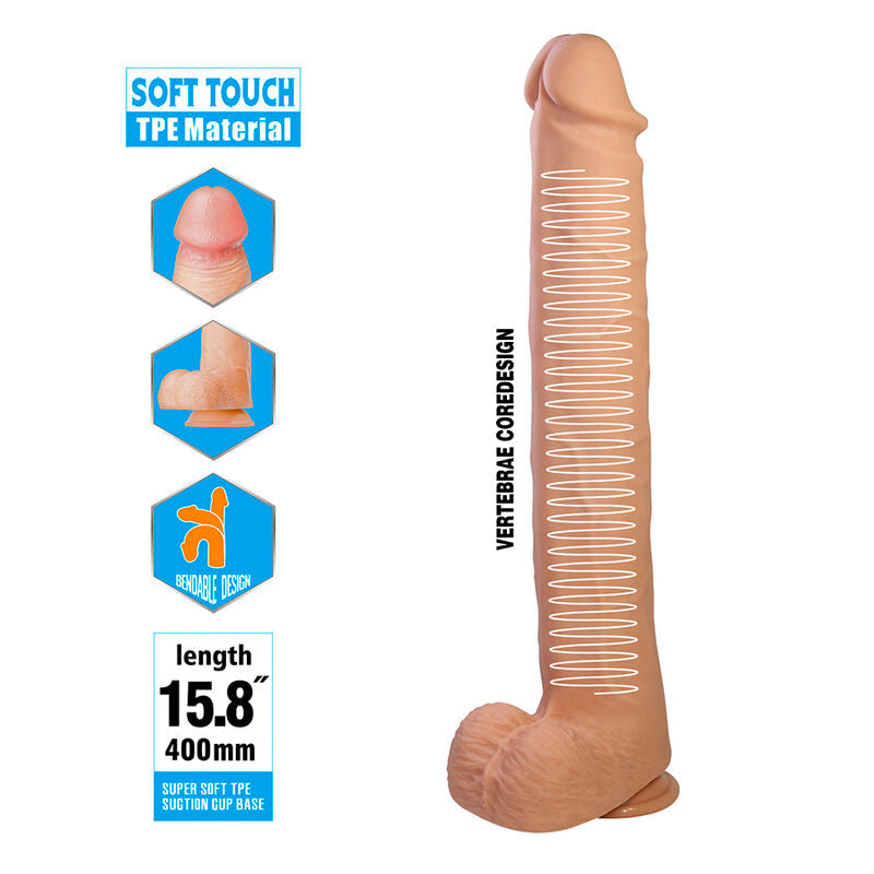 PRETTY LOVE - PAT GODEMICHET RÉALISTE FLEXIBLE AVEC VENTOUSE 40 CM -Ø- 6 CM DILDOS