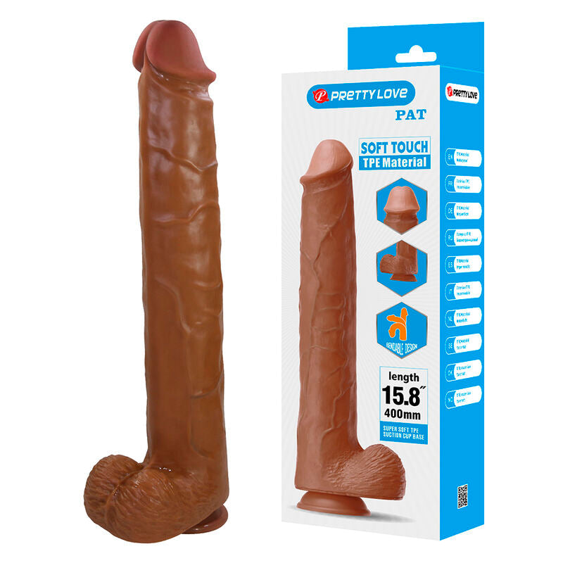 PRETTY LOVE - PAT GODEMICHET FLEXIBLE RÉALISTE AVEC VENTOUSE 40 CM -Ø- 6 CM MARRON DILDOS