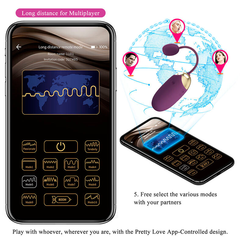 PRETTY LOVE - VIBRATEUR ŒUF À PROFONDEUR KLAY CONTRÔLÉ PAR APPLICATION VIOLET APP SERIES
