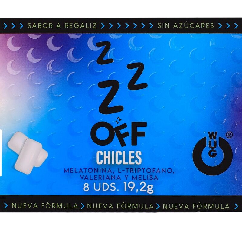 WUG off - Le chewing-gum fonctionnel qui vous aide à vous détendre et à mieux dormir. Plaquette de 8 paquets WUG GUM