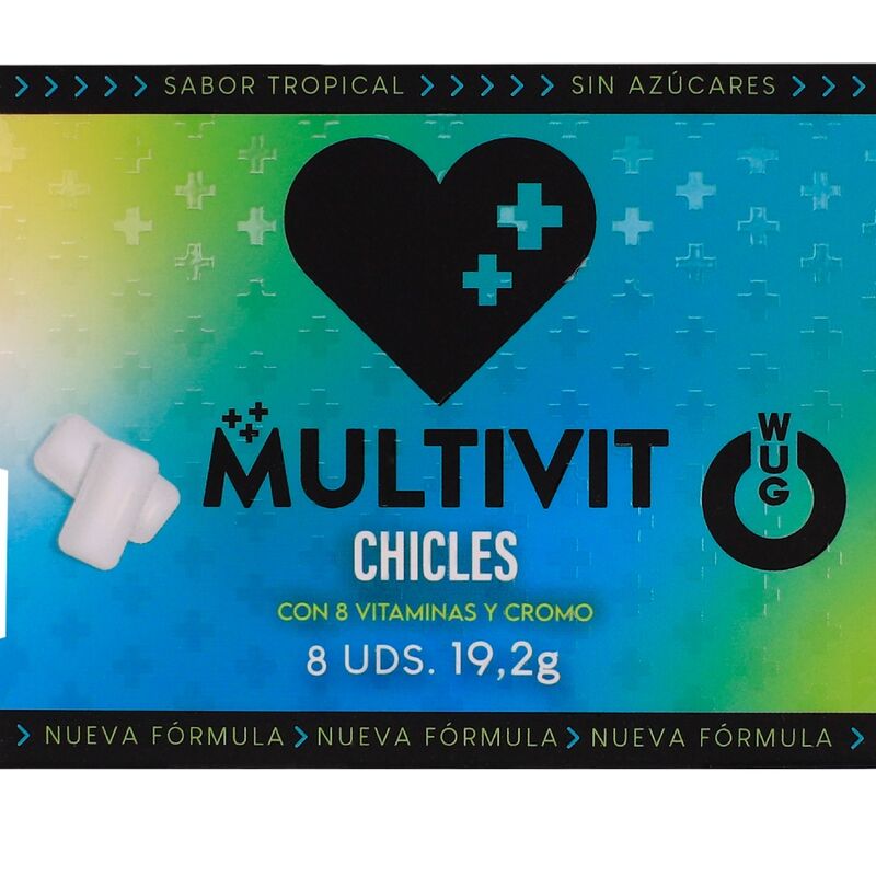 WUG Multivit - Le chewing-gum fonctionnel qui renforce vos défenses immunitaires au quotidien. Plaquette de 8 unités WUG GUM