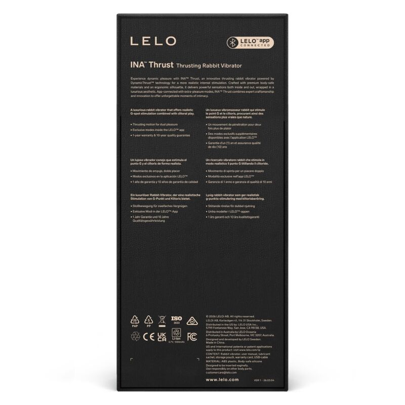LELO - INA THRUST RABBIT VIBRATEUR À POUSSÉE NOIR LELO