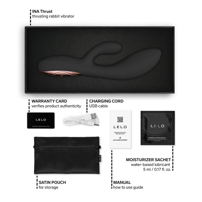 LELO - INA THRUST RABBIT VIBRATEUR À POUSSÉE NOIR LELO