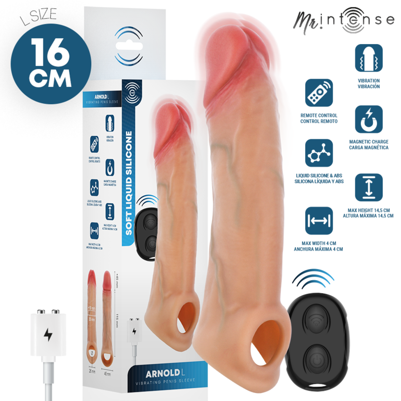 MR INTENSE - ARNOLD L VIBRATEUR MANCHON PÉNIS EN SILICONE AVEC TÉLÉCOMMANDE 16 CM -Ø- 4,5 CM MR. INTENSE PENIS ACCESSORIES