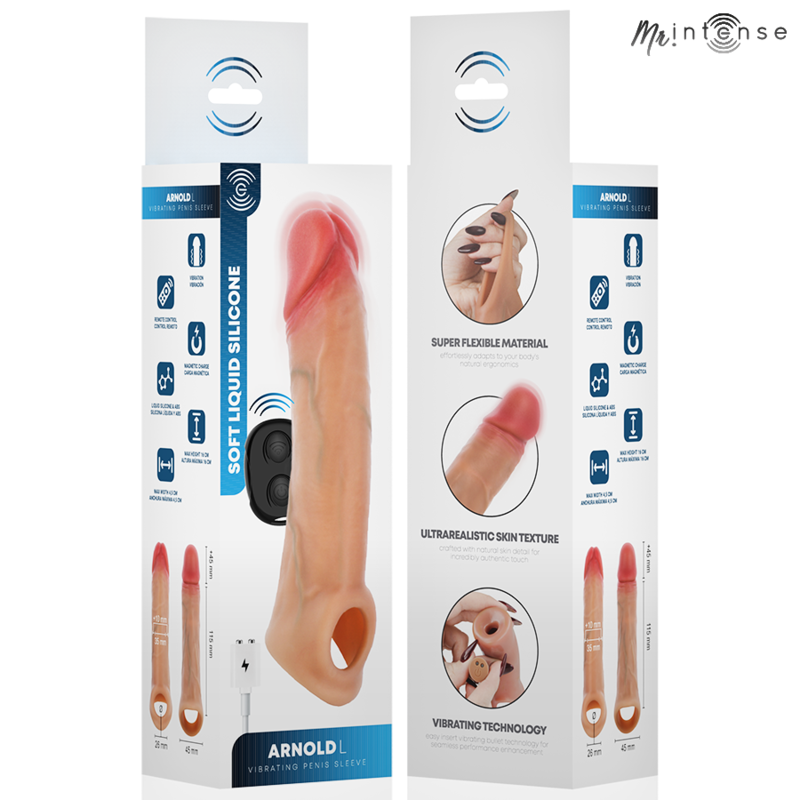 MR INTENSE - ARNOLD L VIBRATEUR MANCHON PÉNIS EN SILICONE AVEC TÉLÉCOMMANDE 16 CM -Ø- 4,5 CM MR. INTENSE PENIS ACCESSORIES