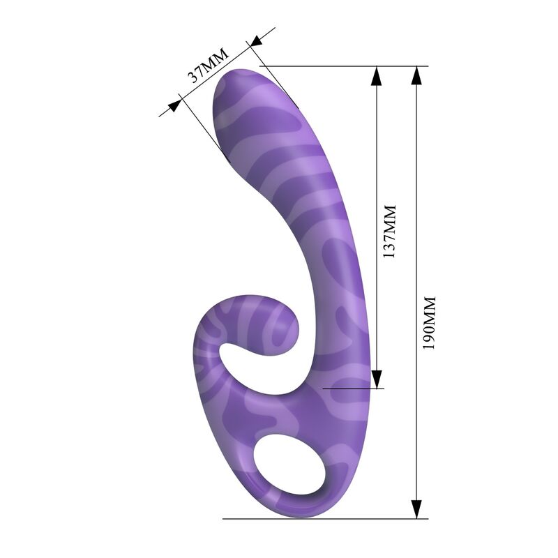 PRETTY LOVE - VIBRATEUR DOUBLE EMBOUT AVEC POIGNÉE 19 CM Ø 3,5 CM VIOLET HIGH TECH