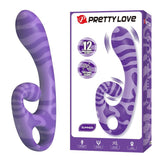 PRETTY LOVE - VIBRATEUR DOUBLE EMBOUT AVEC POIGNÉE 19 CM Ø 3,5 CM VIOLET HIGH TECH