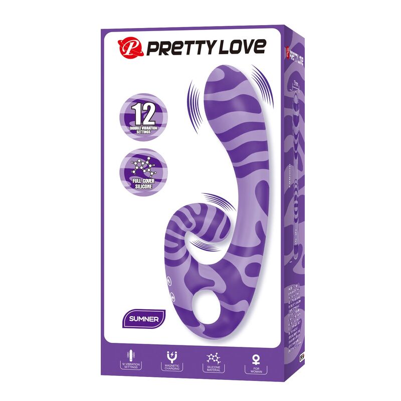 PRETTY LOVE - VIBRATEUR DOUBLE EMBOUT AVEC POIGNÉE 19 CM Ø 3,5 CM VIOLET HIGH TECH