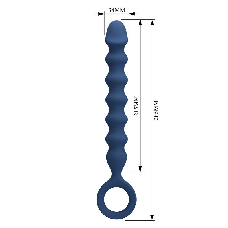 MR PLAY - PERLES ANALES EN SILICONE BLEU ET PLUG ANAL -Ø- 3,4 CM - 28,5 CM MR PLAY
