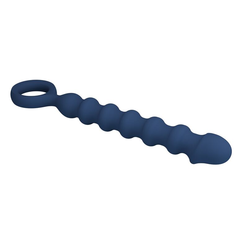 MR PLAY - PERLES ANALES EN SILICONE BLEU ET PLUG ANAL -Ø- 3,4 CM - 28,5 CM MR PLAY