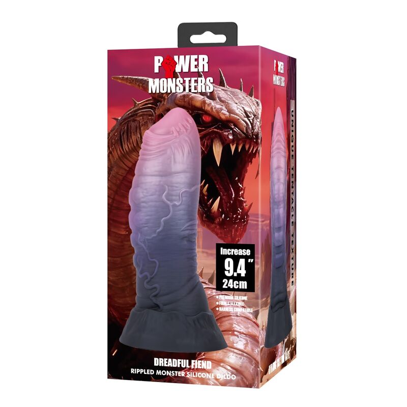 POWER MONSTERS - DREADFUL FIEND BICOLOR FANTASY GODEMICHET EN SILICONE 24 CM Ø 6 CM POWER MONSTERS