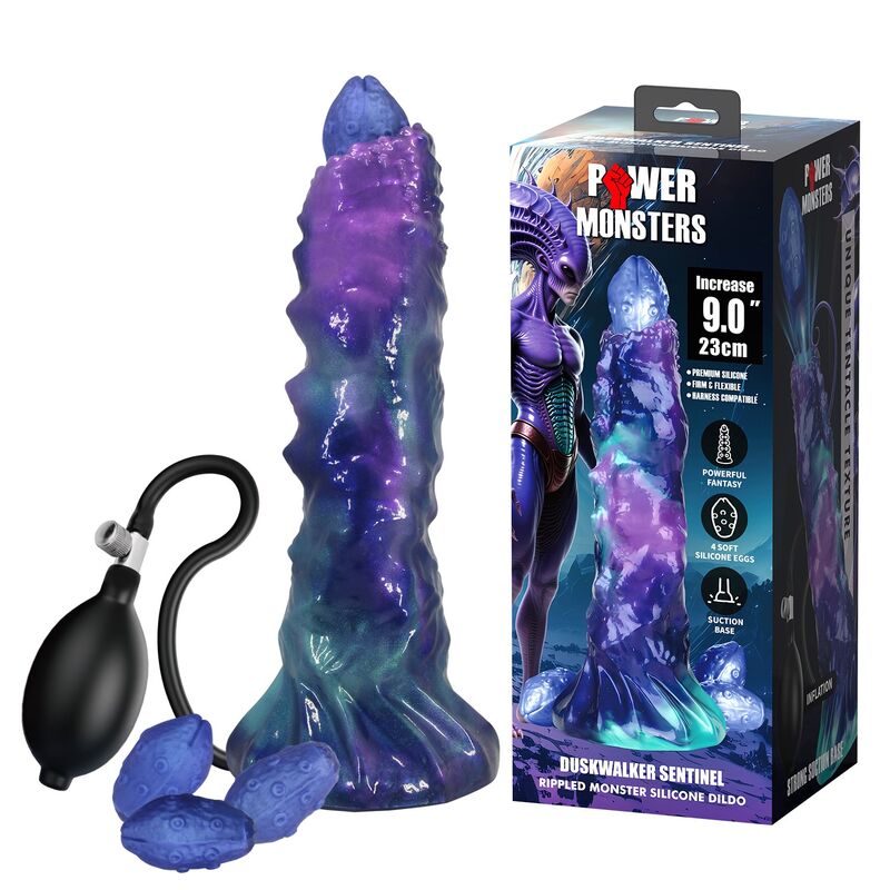 POWER MONSTERS - DUSKWAKER SENTINEL GONFLABLE TRICOLOR EN SILICONE, 23 CM Ø 5 CM POWER MONSTERS