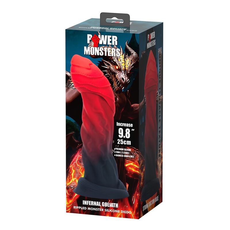 POWER MONSTERS - GOLIATH INFERNAL BICOLORE FANTASY GODEMICHET EN SILICONE 25 CM Ø 6 CM POWER MONSTERS