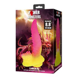 POWER MONSTERS - GODEMICHET MONSTRE ONDULÉ FANTASY AVEC VENTOUSE 22,5 CM Ø 5,5 CM ROSE ET JAUNE POWER MONSTERS