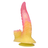 POWER MONSTERS - GODEMICHET MONSTRE ONDULÉ FANTASY AVEC VENTOUSE 22,5 CM Ø 5,5 CM ROSE ET JAUNE POWER MONSTERS