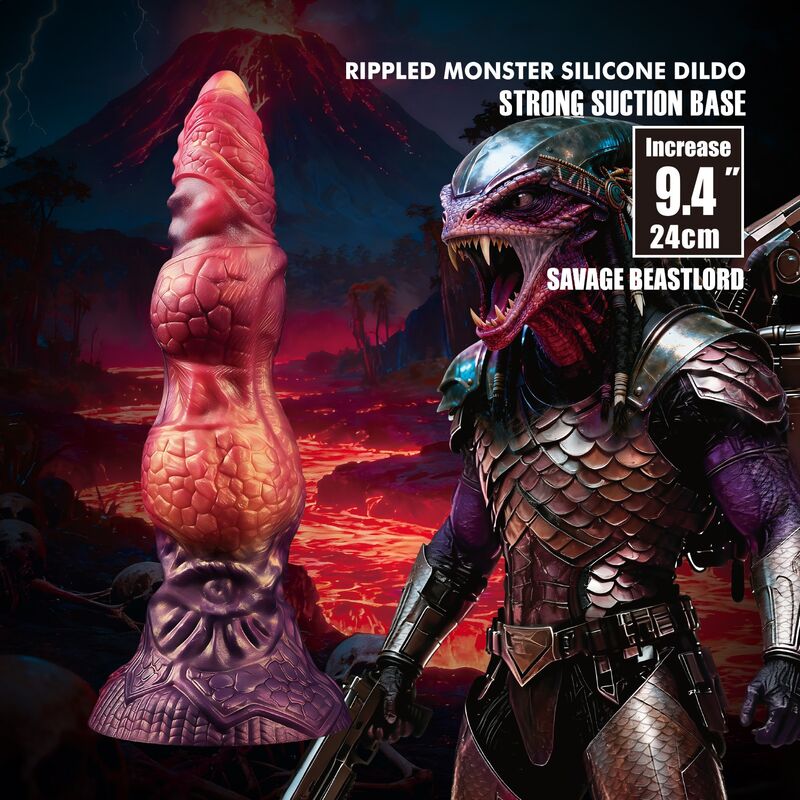 POWER MONSTERS - SAVAGE BEASTLORD TRICOLOR FANTASY GODEMICHET EN SILICONE 24 CM Ø 5 CM POWER MONSTERS