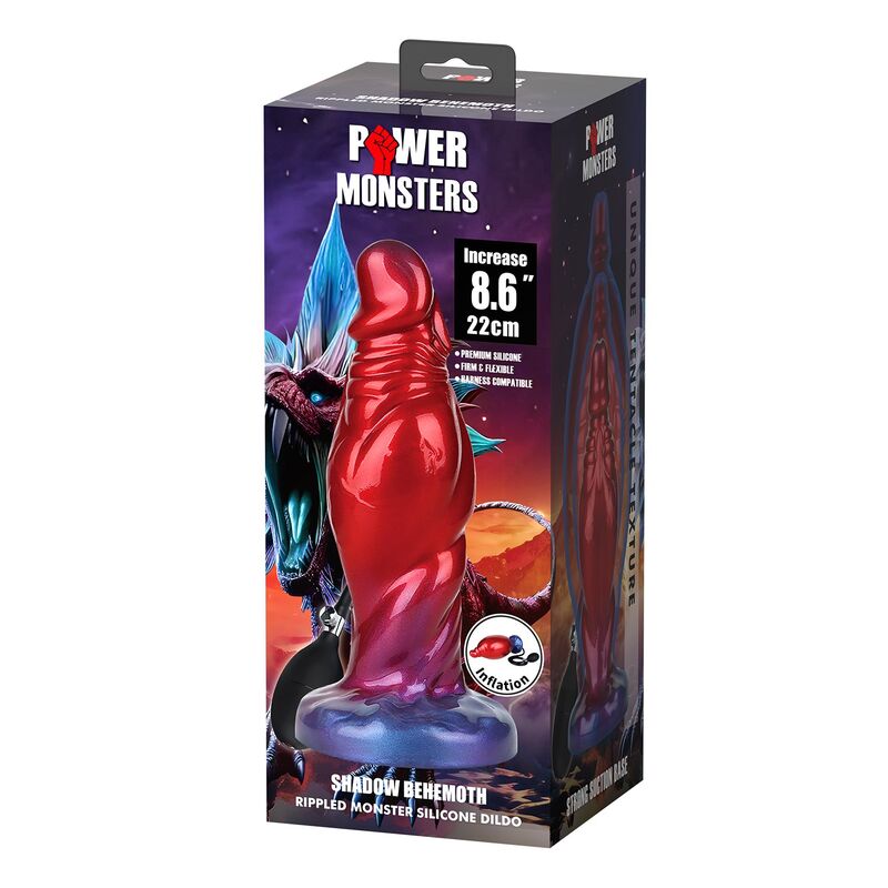POWER MONSTERS - SHADOW BEHEMOTH GONFLABLE BICOLOR EN SILICONE FANTASY 22 CM Ø 5 CM POWER MONSTERS