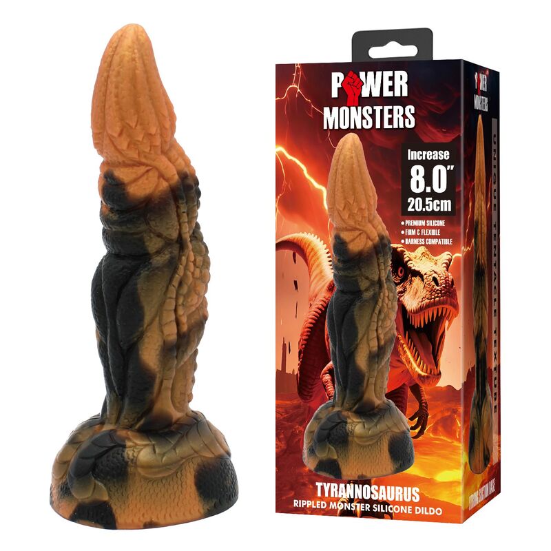 POWER MONSTERS - TYRANNOSAURE BICOLORE FANTASY GODEMICHET EN SILICONE 20,5 CM Ø 5 CM POWER MONSTERS