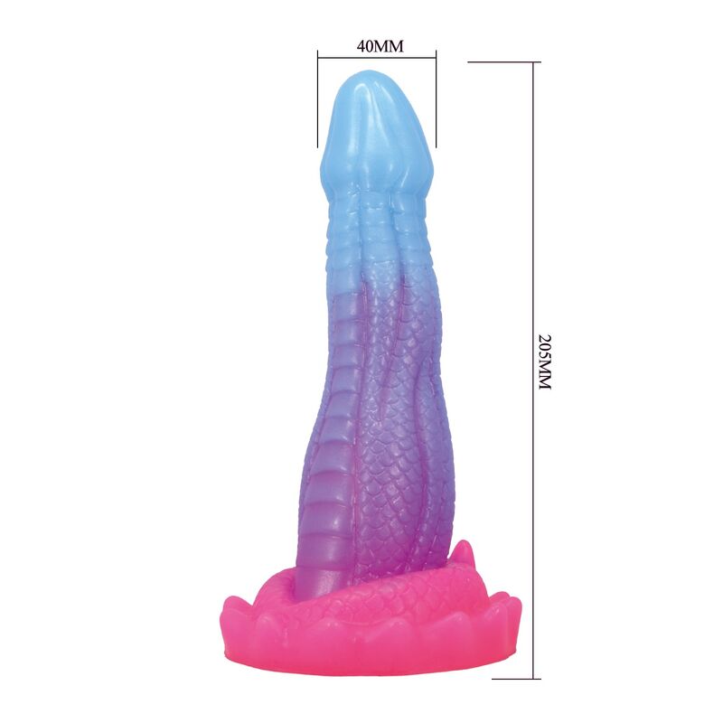 POWER MONSTERS - GODEMICHET FANTASY PYTHON DU VIDE AVEC VENTOUSE 20,5 CM Ø 5,2 CM BLEU, VIOLET ET ROSE POWER MONSTERS