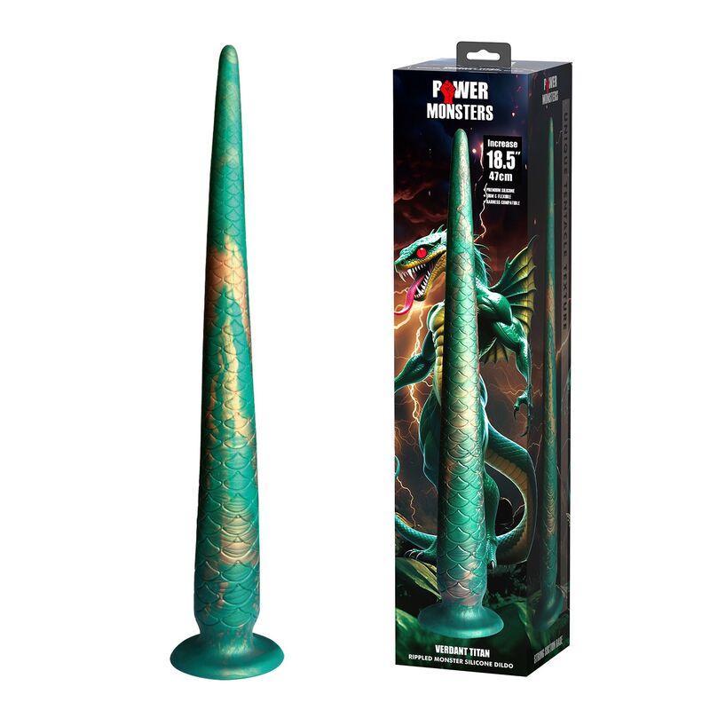 POWER MONSTERS - WILDWYRM TAIL BICOLOR FANTASY GODEMICHET EN SILICONE 47 CM Ø 4 CM POWER MONSTERS