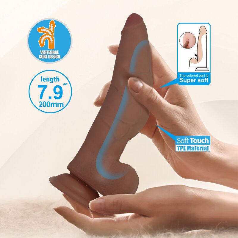PRETTY LOVE - CUTHBERT GODEMICHET RÉALISTE ET FLEXIBLE 20 CM Ø 5 CM TPE MARRON DILDOS