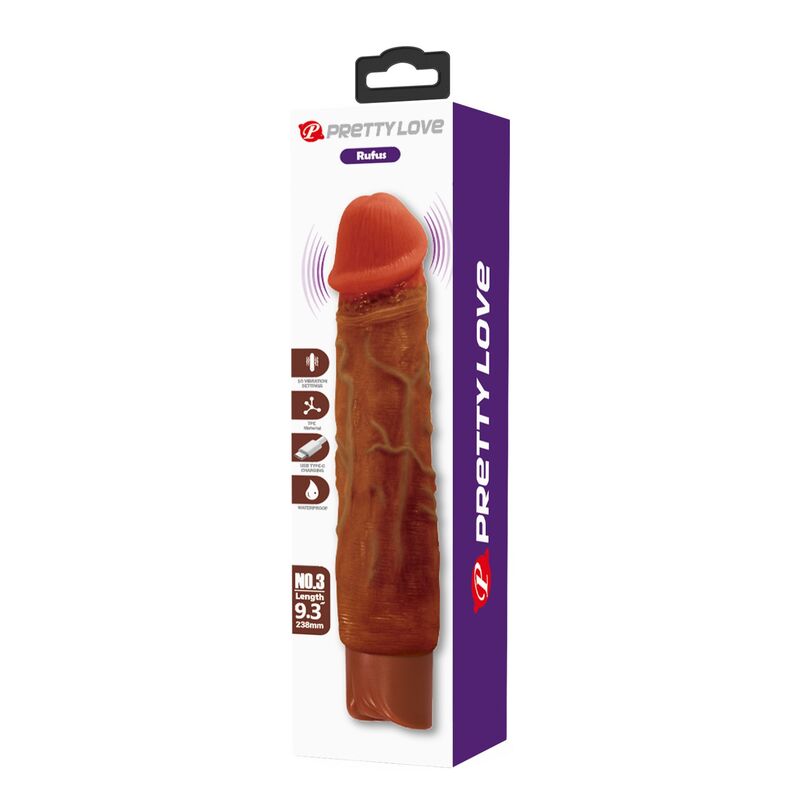 PRETTY LOVE - VIBRATEUR RÉALISTE DUKE 23,5 CM Ø 4,8 CM MARRON DILDOS