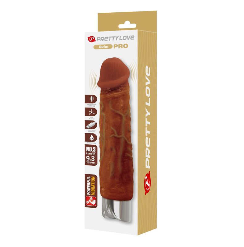 PRETTY LOVE - VIBRATEUR RÉALISTE DUKE 23,5 CM Ø 4,8 CM MARRON DILDOS
