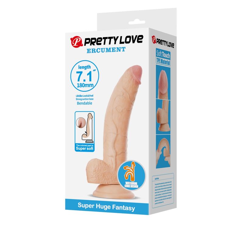 PRETTY LOVE - ELLCUMENT GODEMICHET RÉALISTE ET FLEXIBLE 18 CM Ø 4,5 CM TPE NATUREL DILDOS