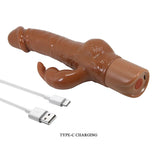 PRETTY LOVE - ELLISON VIBRATEUR LAPIN RÉALISTE 22,6 CM Ø 4,2 CM MARRON HIGH TECH