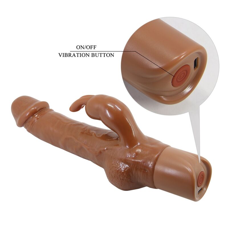 PRETTY LOVE - ELLISON VIBRATEUR LAPIN RÉALISTE 22,6 CM Ø 4,2 CM MARRON HIGH TECH