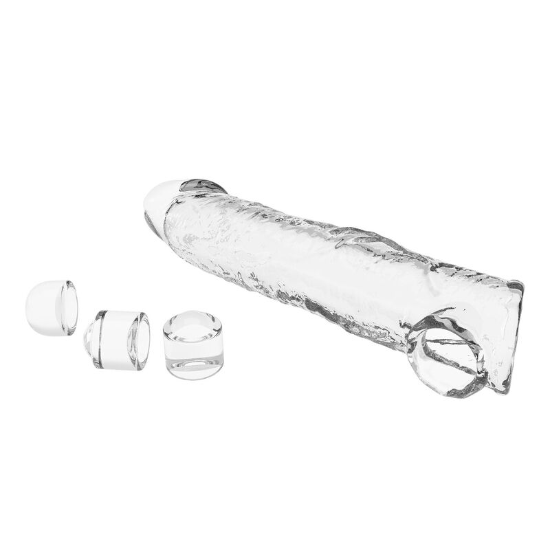 PRETTY LOVE - MANCHON D'EXTENSION DE PÉNIS AJUSTABLE 26 CM Ø 4 CM TRANSPARENT FOR HIM