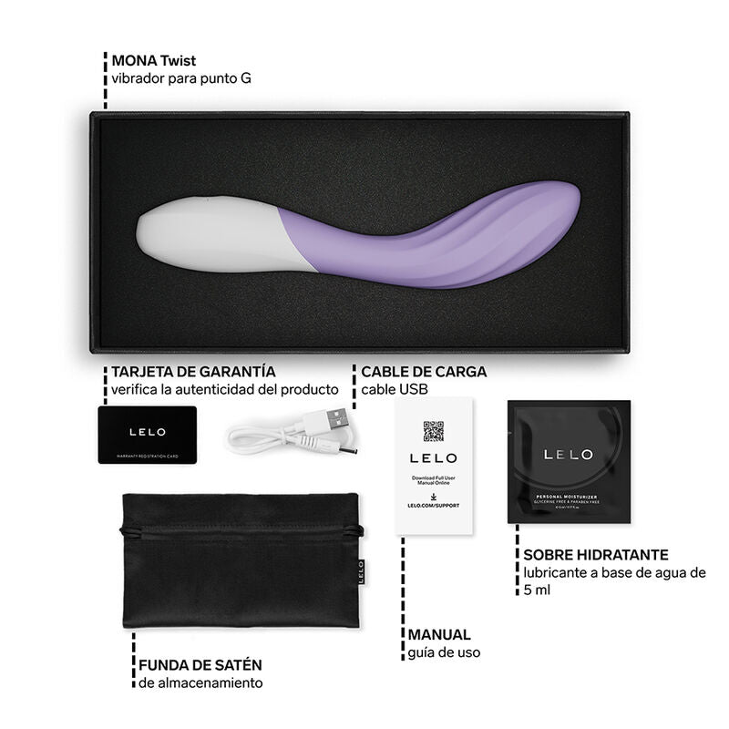 LELO - MONA TWIST VIBRATEUR POINT G RECHARGEABLE CONTRÔLÉ PAR APPLICATION LAVANDE LELO
