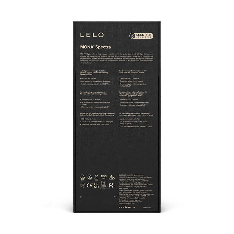 LELO - MONA SPECTRA MASSEUR INTIME À LUMIÈRE ROUGE RECHARGEABLE CONTRÔLÉ PAR APPLICATION LELO