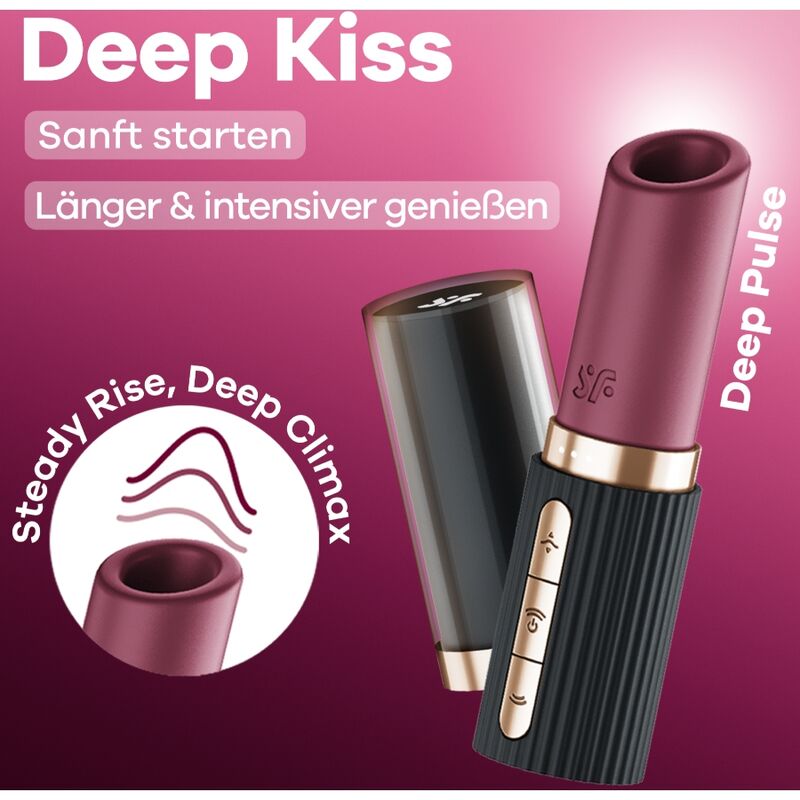 SATISFYER - STIMULATEUR DE CLITORIS DEEP KISS WAVE GRENAT / NOIR SATISFYER AIR PULSE