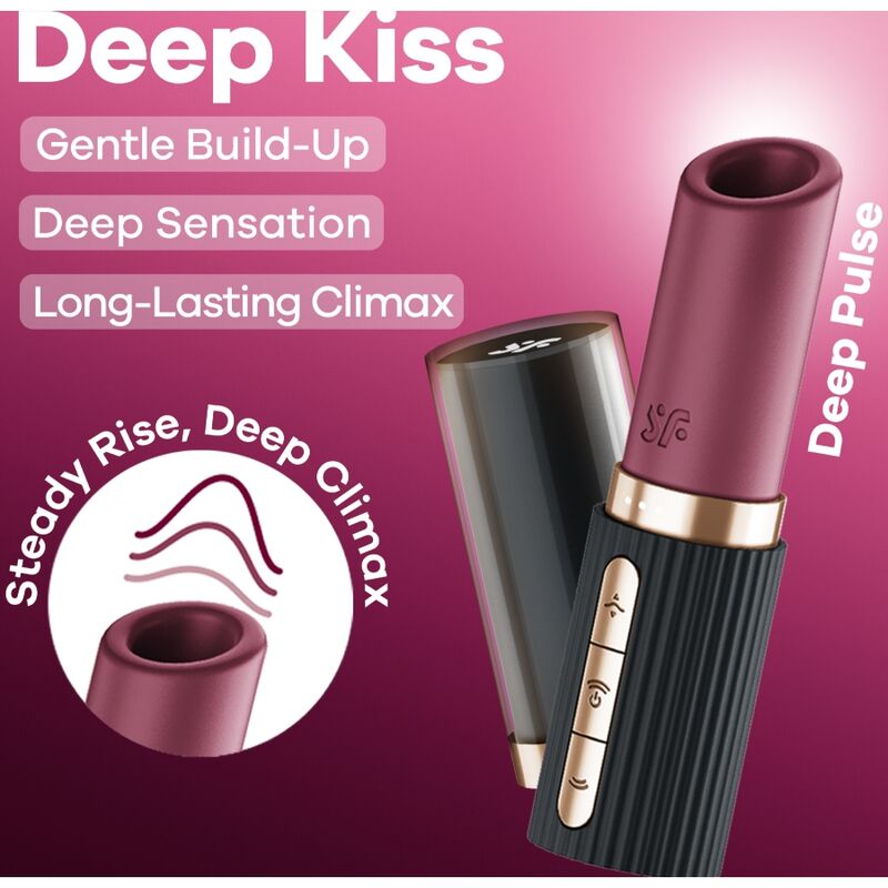 SATISFYER - STIMULATEUR DE CLITORIS DEEP KISS WAVE GRENAT / NOIR SATISFYER AIR PULSE