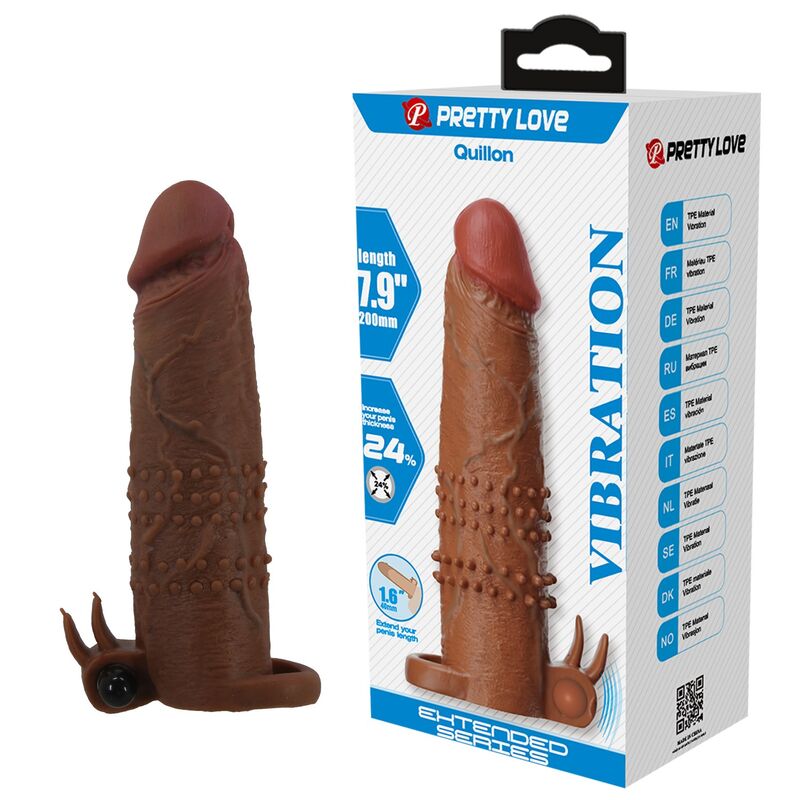 PRETTY LOVE - MANCHON VIBRANT POUR PÉNIS QUILLON 20 CM Ø 4 CM MARRON FOR HIM