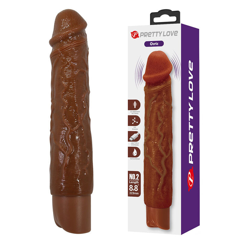 PRETTY LOVE - VIBRATEUR RÉALISTE OWEN 22,5 CM Ø 4,5 CM MARRON HIGH TECH