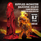 POWER MONSTERS - GODEMICHÉ MINOTAURE FANTASY AVEC VENTOUSE 21 CM Ø 5 CM ROUGE ET NOIR POWER MONSTERS