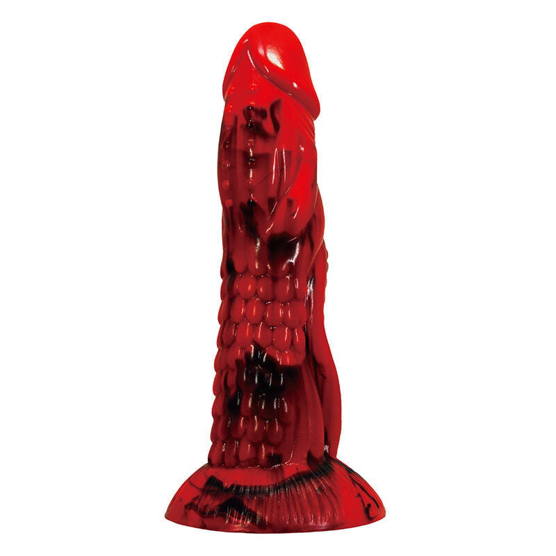 POWER MONSTERS - GODEMICHÉ MINOTAURE FANTASY AVEC VENTOUSE 21 CM Ø 5 CM ROUGE ET NOIR POWER MONSTERS
